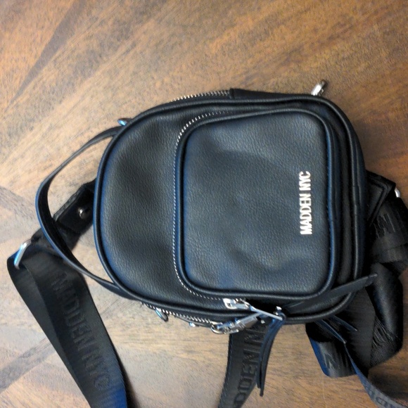 Madden NYC Black Mini Backpack Purse – Vegan Leather Logo Strap Crossbody - Picture 7 of 14